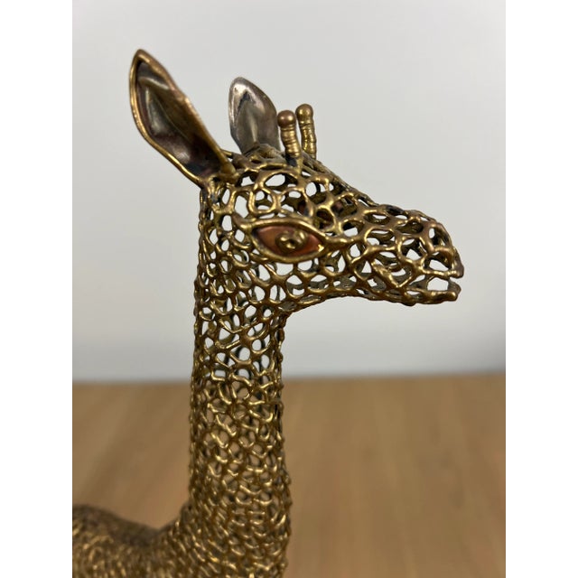 Mid Century Giraffe Sculpture in Reticulated Brass For Sale - Image 4 of 12