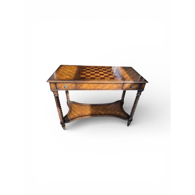 1980s Vintage Bombay Company Parquetry Game Table For Sale - Image 5 of 11