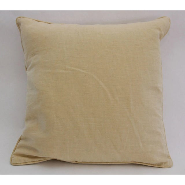 Vintage Belgium Linen Country Throw Pillow, decorative linen throw pillow in beige organic fabric. This vintage large...