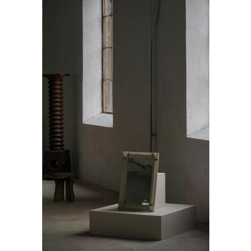 Hand-Carved Tramp Art Style Wall Mirror with White Painted Frame, Early 1900s For Sale - Image 3 of 18