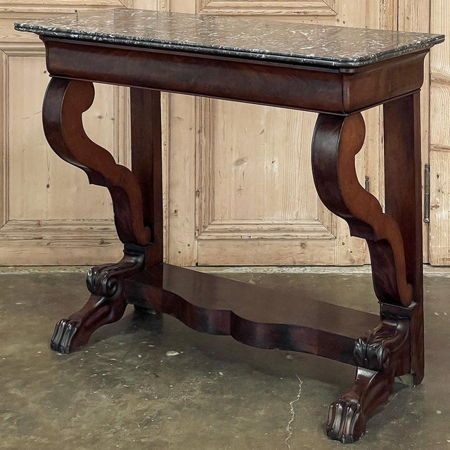 French 19th Century French Louis Philippe Period Mahogany Marble Top Console For Sale - Image 3 of 18
