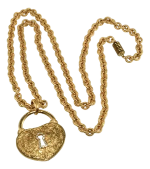 Vintage Graziano Heart Lock Necklace Gold-Plated