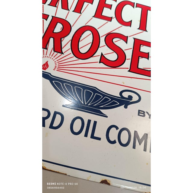 Vintage Perfection Kerosene Standard Oil Metal Sign Advertising Reproduce Steel 1.3mm For Sale - Image 11 of 14