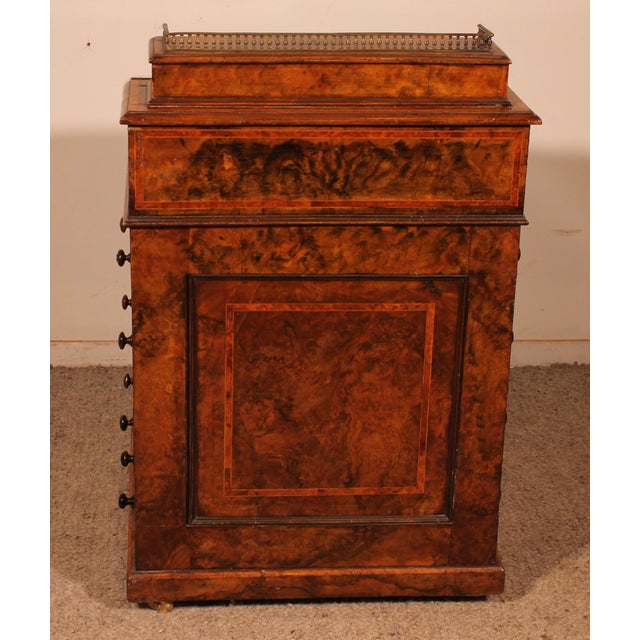 19th Century Davenport Desk in Burr Walnut and Inlays For Sale - Image 10 of 15