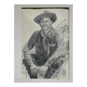 PENCIL DRAWING Western Cowboy Art Original Vintage Signed Daria Kingman