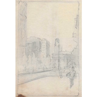 1910s Christopher Murphy New York Street Scene Drawing For Sale