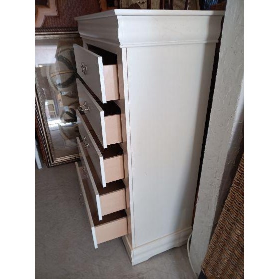 1990s 1990s White Coastal Style Wood Chest 5 Drawer For Sale - Image 5 of 5