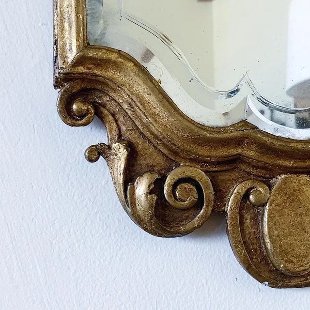 Antique Italian Gilt Wall Mirror in Scalloped Detail For Sale In Los Angeles - Image 6 of 7