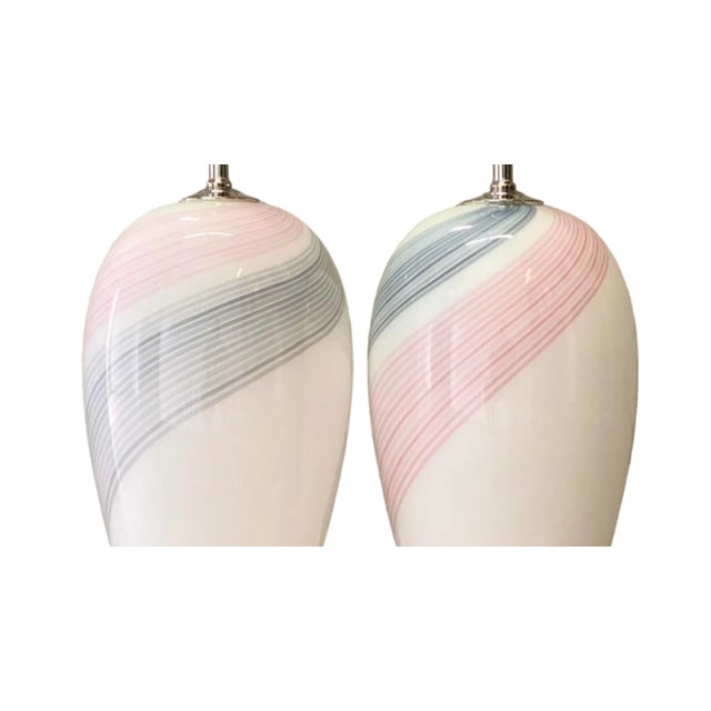 Vintage Regency Swirl Murano Glass Lamps For Sale - Image 10 of 12