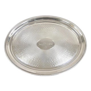 Vintage Victorian Oval Silver Plated Rose Etch Platter Tray by Best Silverplate For Sale