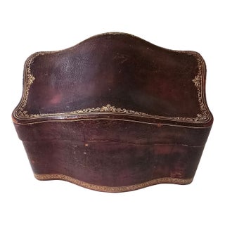 Vintage Italian Leather Mid Century Designer Signed Box For Sale