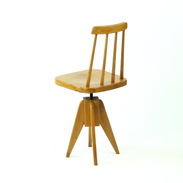 Wood Mid-Century Piano Swivel Stool with Backrest, Former Czechoslovakia, 1960s For Sale - Image 7 of 13