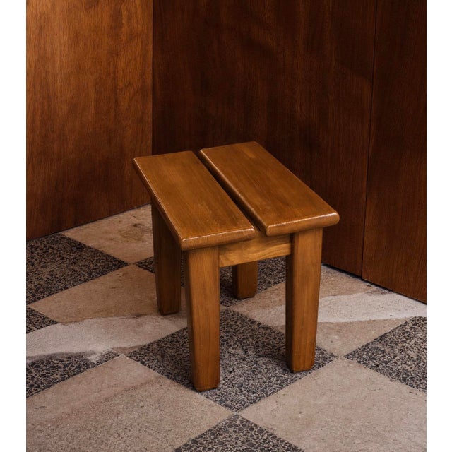 Vintage Elm Stool from Maison Regain, 1960s, in Very Good conditions. Designed 1960 to 1969 This piece is attributed to...