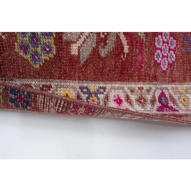 Red 1960s Vintage Turkish Hand-Knotted Herki Runner 2'6'' X 11'11'' For Sale - Image 8 of 11