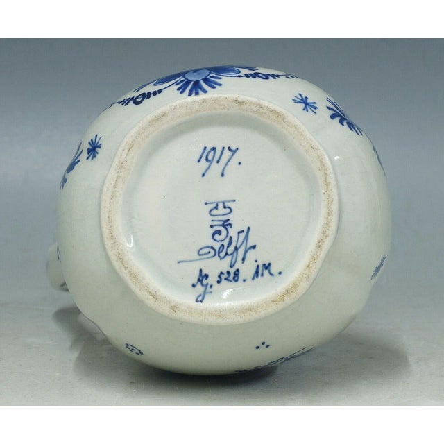 Antique Faience Dutch Delft Jug Hand Painted For Sale - Image 6 of 9