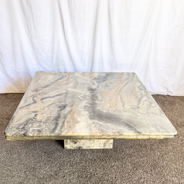 Mid 20th Century Vintage Charcoal Marble Square Top Coffee Table For Sale - Image 5 of 12