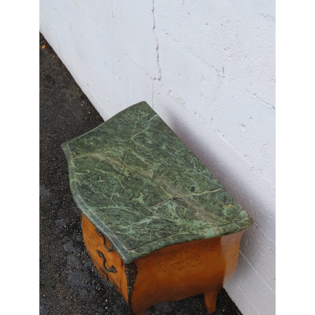 French Marble Top Bombay Serpentine Burlwood Commode Nightstand 6346 For Sale - Image 9 of 16