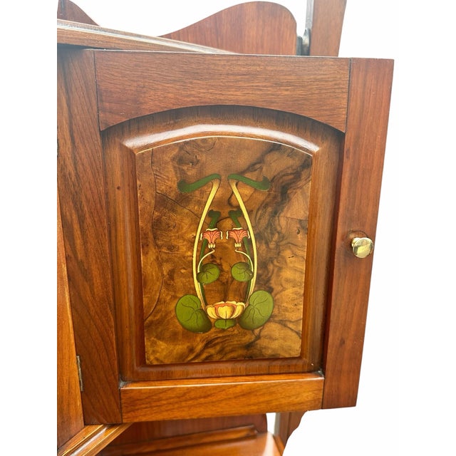 Antique Art Nouveau Burled Walnut Ladies Dresser With Oval Folding Mirrors For Sale - Image 4 of 11