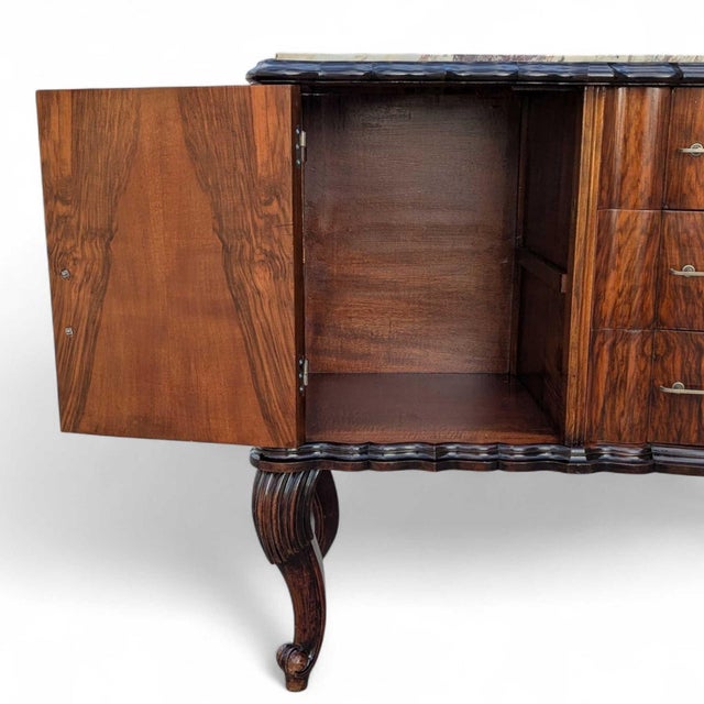 Mid 20th Century Italian Mid 20th Century Sideboard by Mobilificio Scorza Ovada With Marble Top & Mirror (1950s) For Sale - Image 5 of 18
