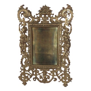 19th C. Neo-Classical Brass Photo Picture Frame Fits 5" X 3 1/2" Antique For Sale