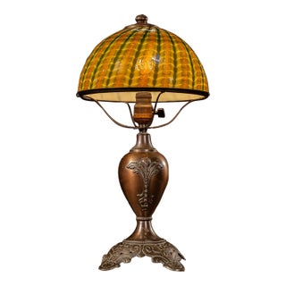 1900s Art Nouveau Edward Miller Art Nouveau Art Glass Table Lamp For Sale