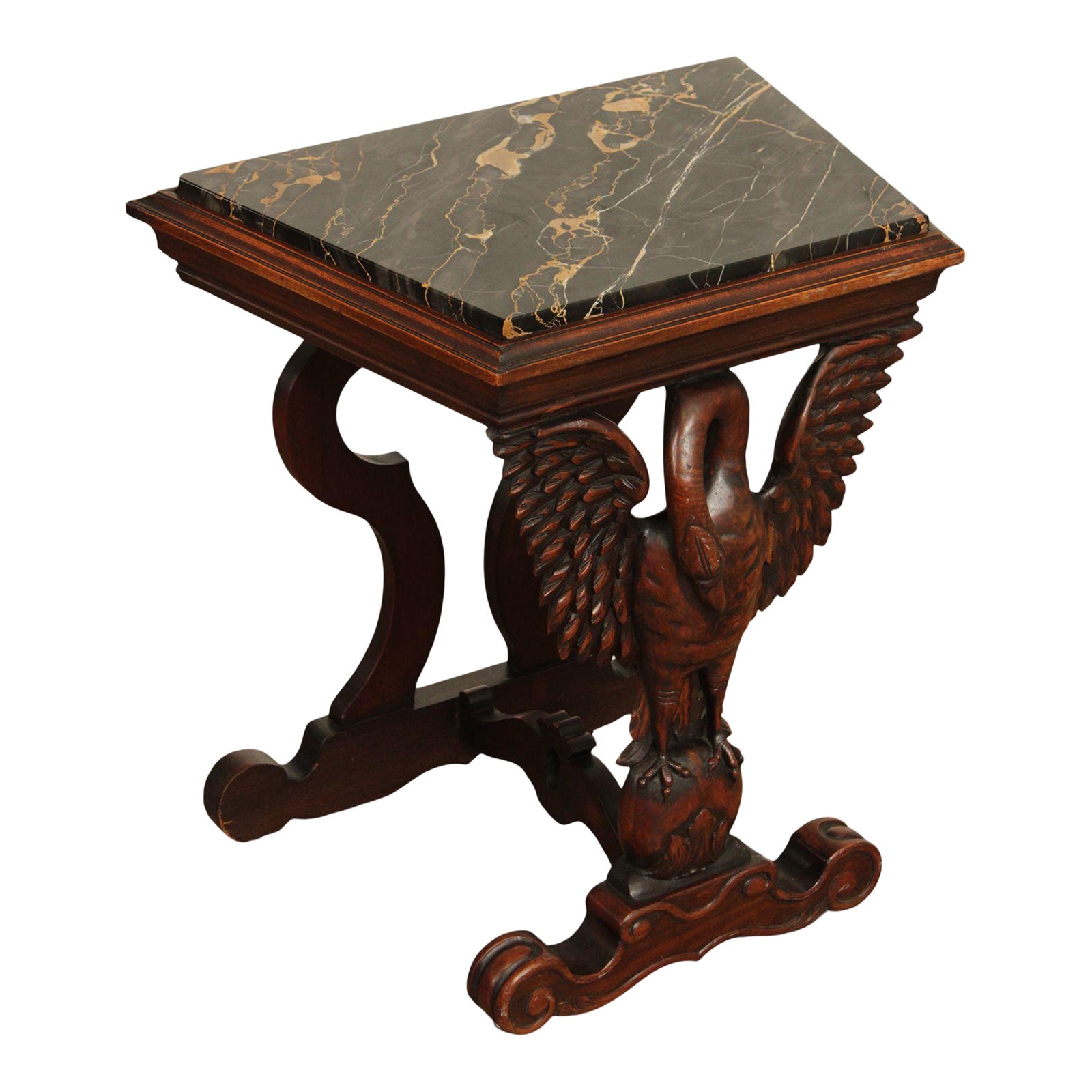 Empire Style Carved Eagle Mahogany Marble Top Table Chairish