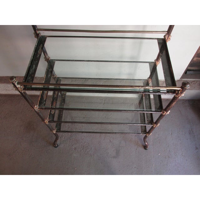Steel and Brass Etagere With Bevelled Mirror Circa 1930 For Sale In New York - Image 6 of 14