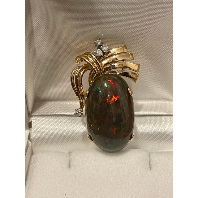 Metal 30 Carat Oval Ethiopian Black Opal Pendant 18 Karat Yellow Gold For Sale - Image 7 of 8