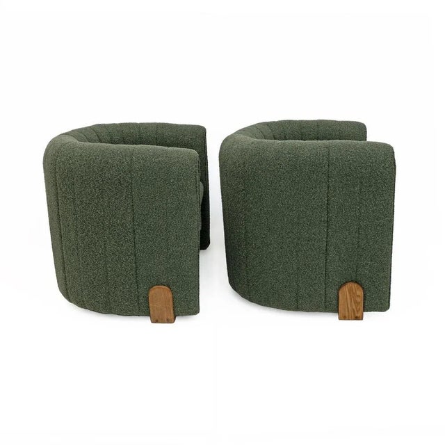 Green Italian Bouclè Armchairs, 2000s, Set of 2 For Sale - Image 8 of 12