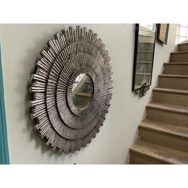 Vintage Silvered Sunburst Mirror For Sale In Providence - Image 6 of 13