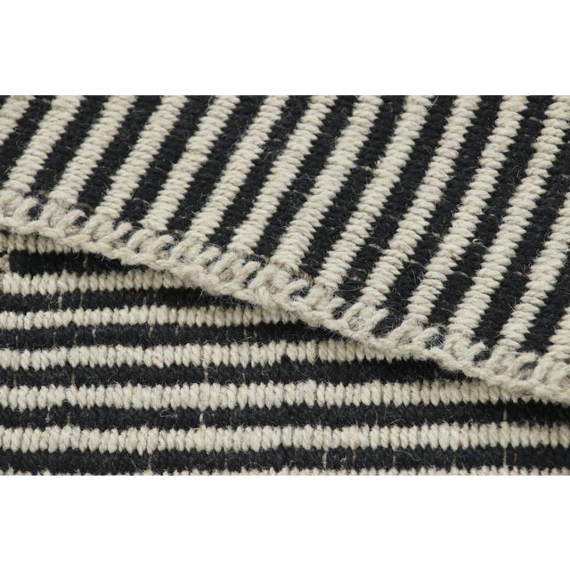 Textile Rug & Kilim’s Accent Runner Kilim in Textural Black and White Stripes For Sale - Image 7 of 7