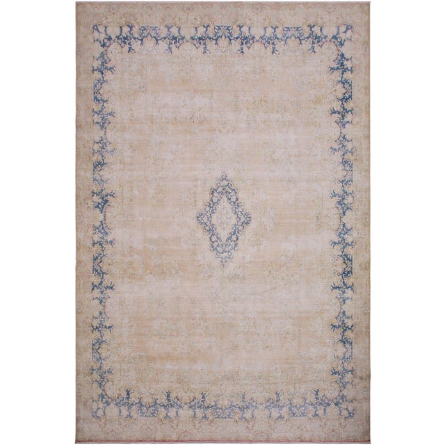 Retro Persian Brown/Blue Wool Rug - 10'1'' X 12'9'' For Sale - Image 9 of 10