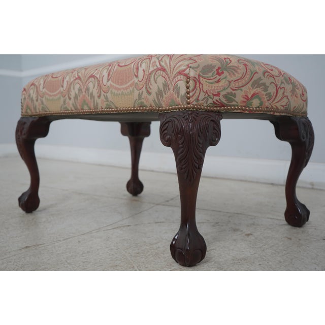 Newly Upholstered Ball & Claw Chippendale Bench For Sale - Image 4 of 12