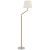 Chapman & Myers by Visual Comfort Signature Basden Bridge Arm Floor Lamp in Polished Nickel and Natural Rattan with Linen Shade For Sale