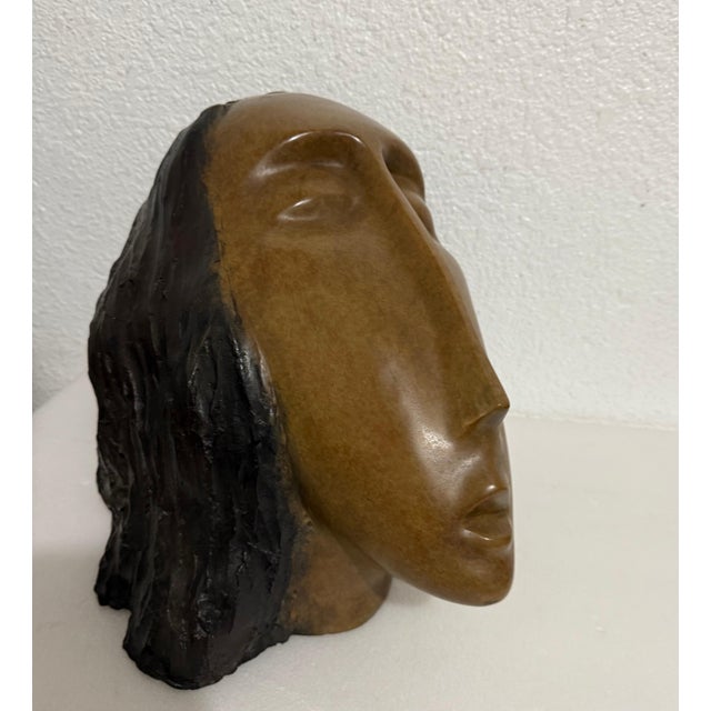 Ruth Bloch, Large Bronze Sculpture Woman Head, After Modigliani, Ruth Bloch Israeli Artist, c.1990's For Sale - Image 12 of 18