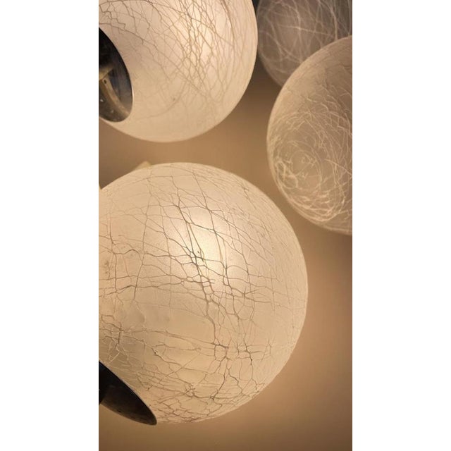 Mid-Century Modern Swiss Double Globe Wall Sconce with Crackle Opaline Glass, 1960s For Sale - Image 6 of 11