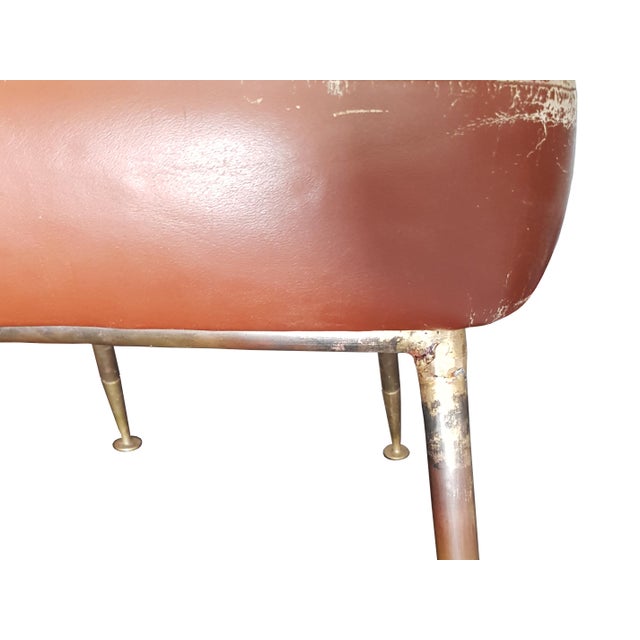 Vintage Campanula Chairs in Brown Leather and Brass by Carlo Pagani for Arflex, 1952, Set of 2 For Sale - Image 11 of 12