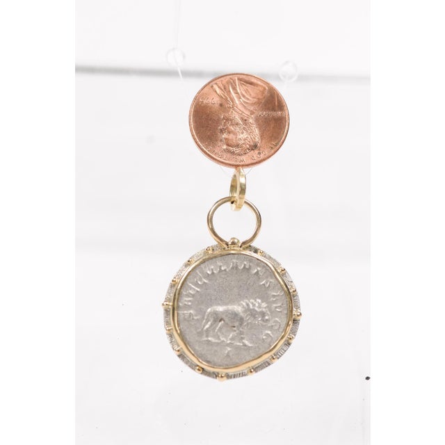 Silver Antoninianus Lion Pendant W 18k Gold For Sale - Image 9 of 13
