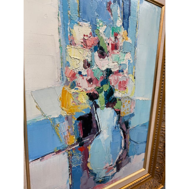 Paint Alain Rousseau Floral Still Life Expressionist Oil Painting, Signed For Sale - Image 7 of 12
