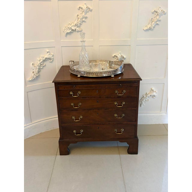 Small Antique Georgian Mahogany Chest of 4 Drawers with Brushing Slide, 1780 For Sale - Image 3 of 12