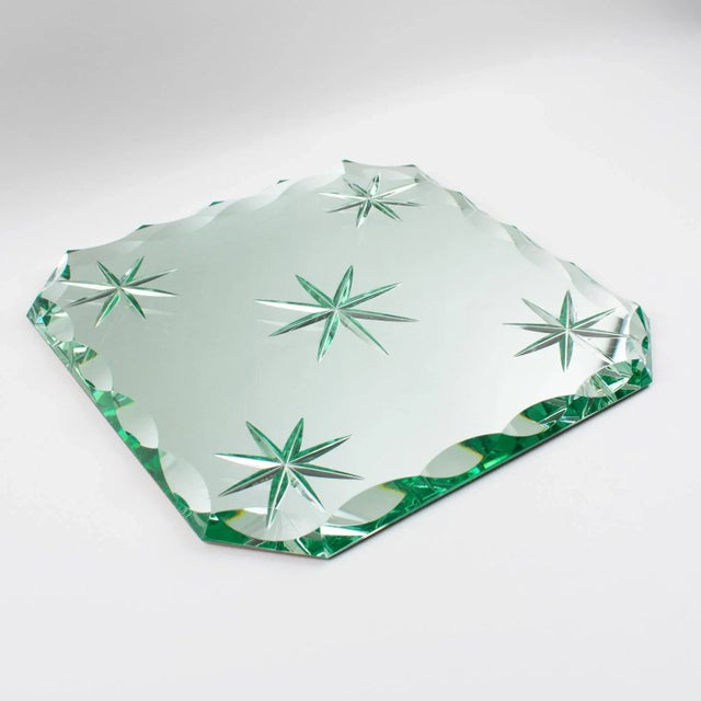 Glass Jean Luce Art Deco Mirrored Glass Tray Platter Centerpiece, 1930s For Sale - Image 7 of 12