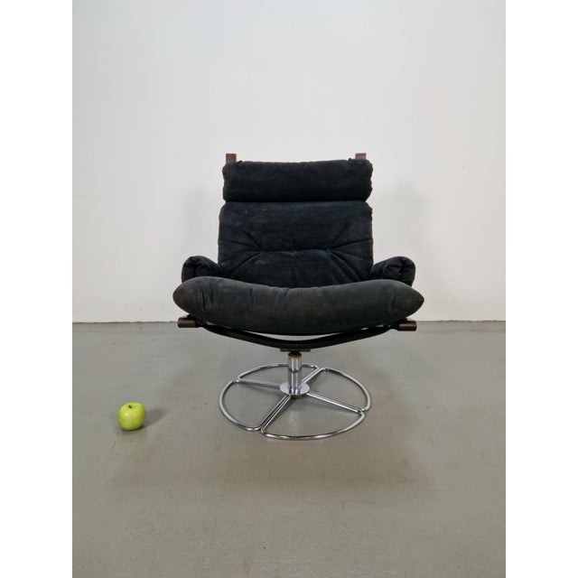 Black Vintage Black Alcantara Lounge Chair by Bruno Mathsson for Dux, 1960s For Sale - Image 8 of 11
