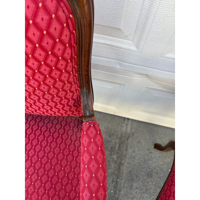 Vintage French Louis XV Style Armchairs | Pair Vintage Accent Chairs | Upholstered Bergere Chairs | Carved Wood Living Room Seating For Sale - Image 10 of 11