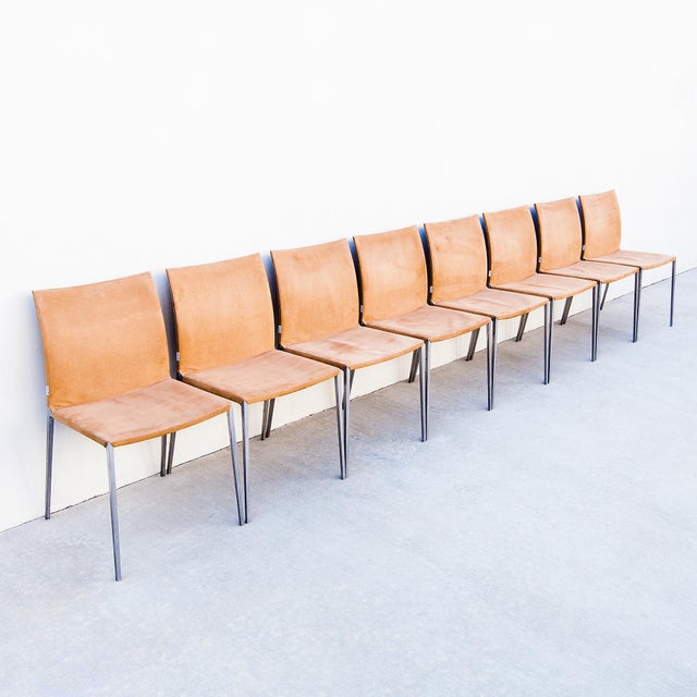 2000 - 2009 Vintage Italian Suede "Lia" Dining Chairs by Zanotta For Sale - Image 5 of 18