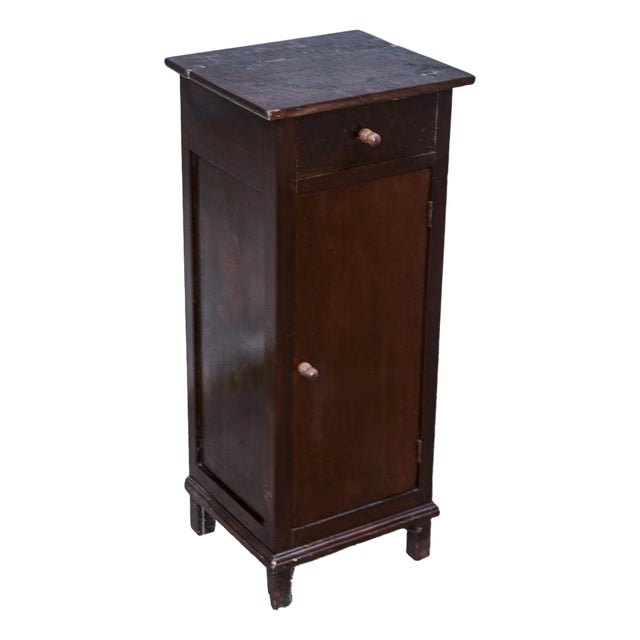 Single High and Narrow Fir Wooden Bedside Table, 1900s For Sale