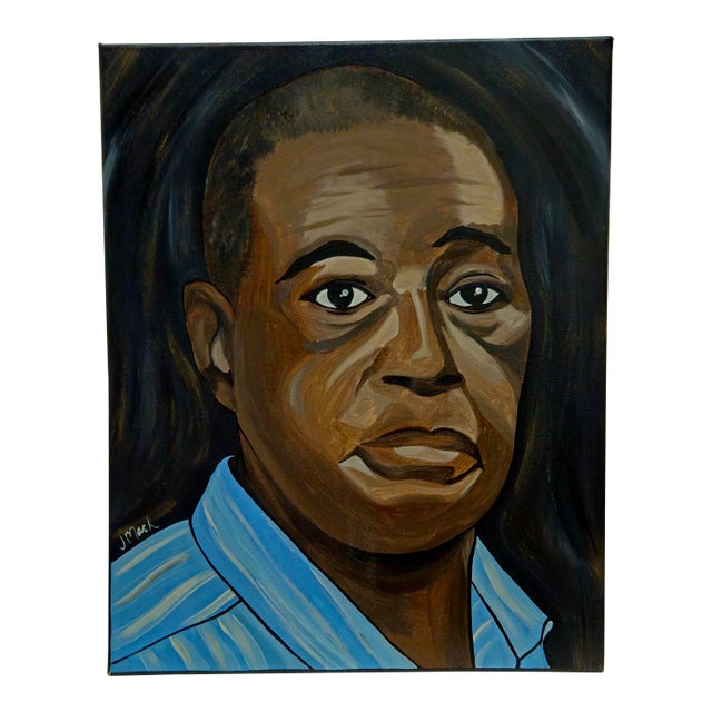 Late 20th Century Signed Oil Painting Portrait of a Man, by J. Mack - Unframed For Sale