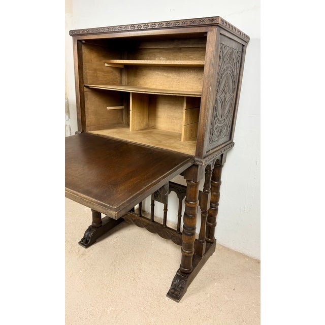 Spanish Highly Carved Wood Cabinet or Bargueño, 20th Century For Sale - Image 11 of 18