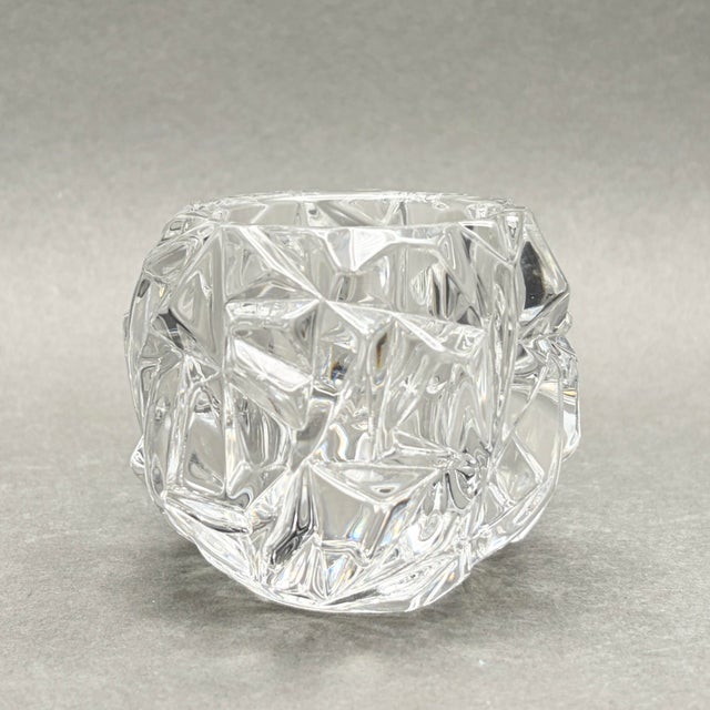 Modern Vintage Tiffany & Co. Rock Cut Clear Crystal Votive Candle Holder For Sale - Image 3 of 7