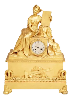 Charles X Gilt Bronze Figural Mantel Clock