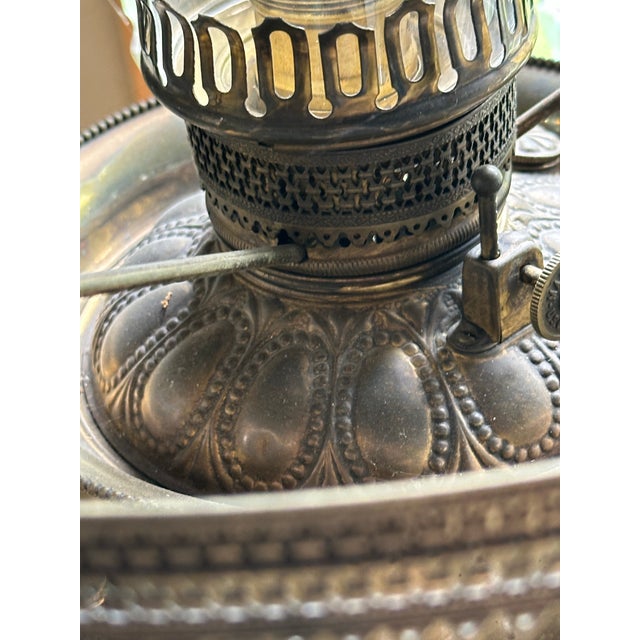 American Vintage Large Bradley & Hubbard Kerosene Lamp Electrified For Sale - Image 3 of 12